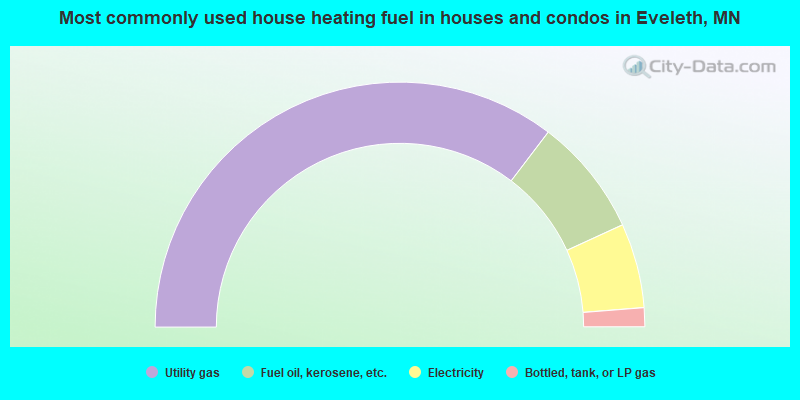 Most commonly used house heating fuel in houses and condos in Eveleth, MN
