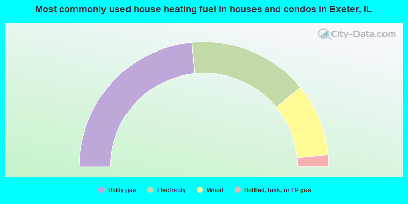Most commonly used house heating fuel in houses and condos in Exeter, IL