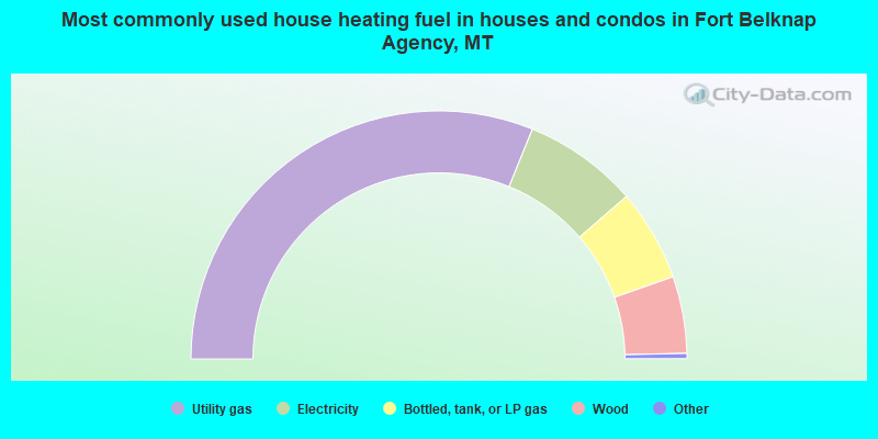 Most commonly used house heating fuel in houses and condos in Fort Belknap Agency, MT