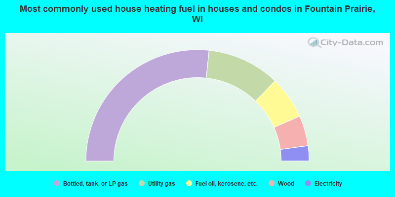 Most commonly used house heating fuel in houses and condos in Fountain Prairie, WI