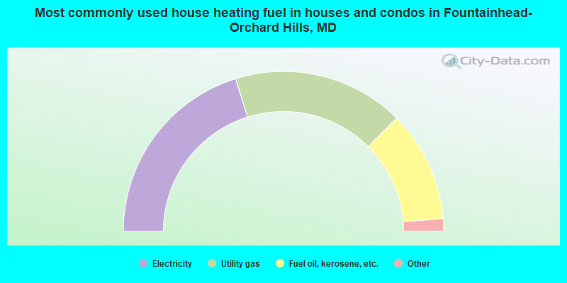 Most commonly used house heating fuel in houses and condos in Fountainhead-Orchard Hills, MD