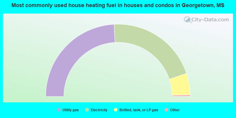 Most commonly used house heating fuel in houses and condos in Georgetown, MS