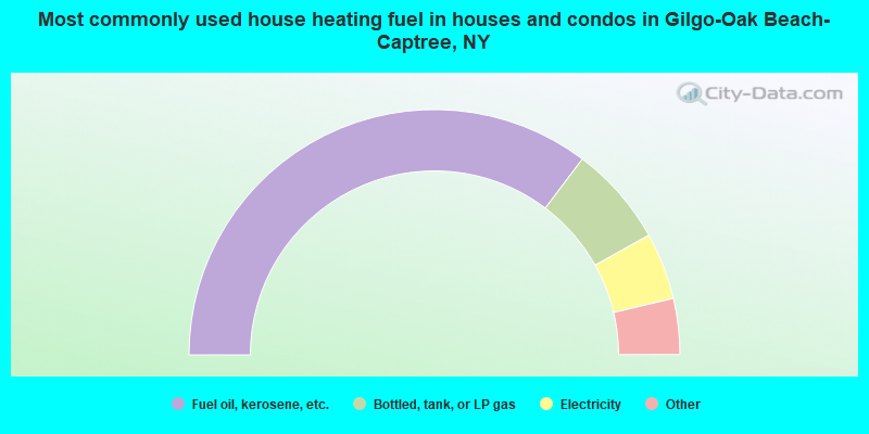 Most commonly used house heating fuel in houses and condos in Gilgo-Oak Beach-Captree, NY