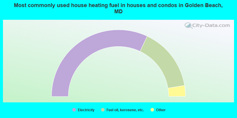 Most commonly used house heating fuel in houses and condos in Golden Beach, MD