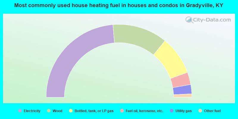 Most commonly used house heating fuel in houses and condos in Gradyville, KY