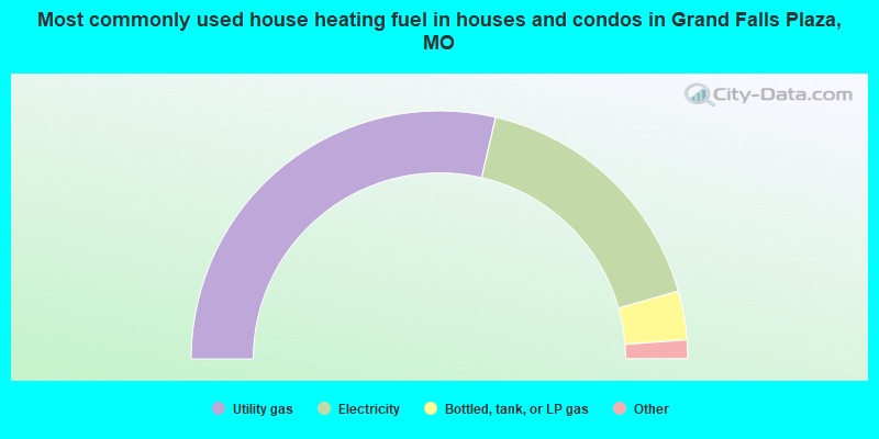 Most commonly used house heating fuel in houses and condos in Grand Falls Plaza, MO