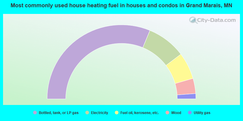 Most commonly used house heating fuel in houses and condos in Grand Marais, MN