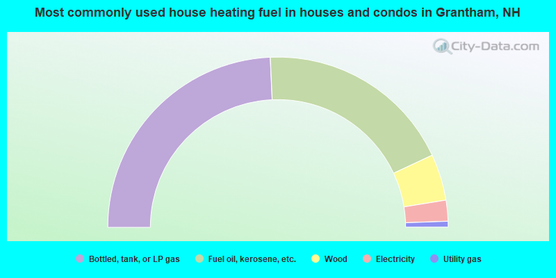 Most commonly used house heating fuel in houses and condos in Grantham, NH