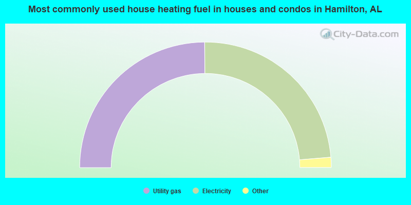 Most commonly used house heating fuel in houses and condos in Hamilton, AL