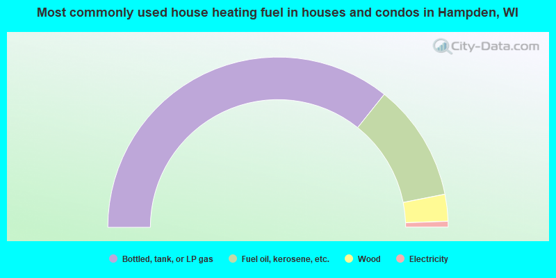 Most commonly used house heating fuel in houses and condos in Hampden, WI