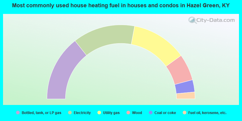 Most commonly used house heating fuel in houses and condos in Hazel Green, KY