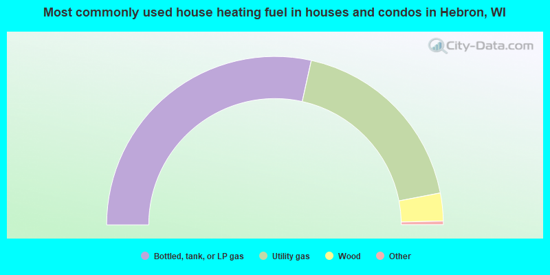 Most commonly used house heating fuel in houses and condos in Hebron, WI