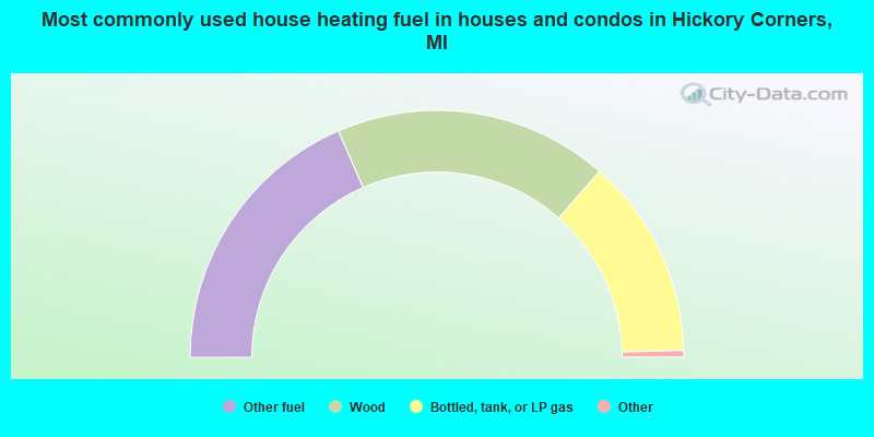 Most commonly used house heating fuel in houses and condos in Hickory Corners, MI