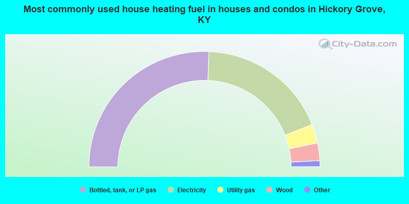 Most commonly used house heating fuel in houses and condos in Hickory Grove, KY