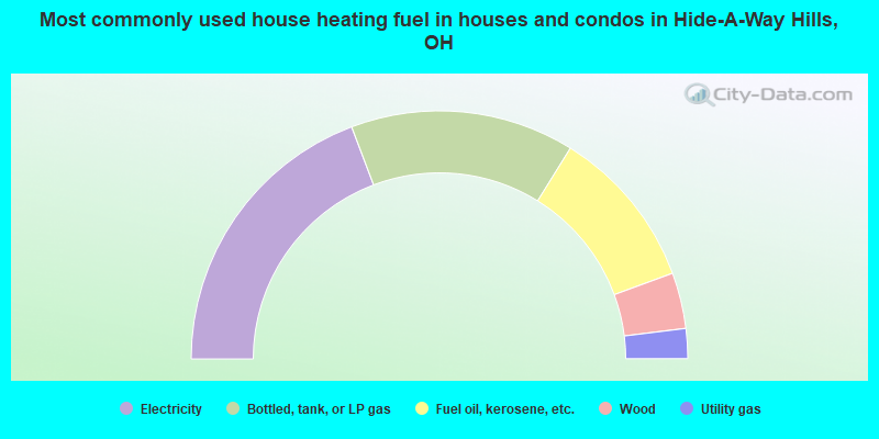 Most commonly used house heating fuel in houses and condos in Hide-A-Way Hills, OH