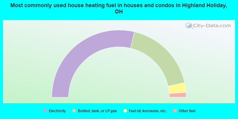 Most commonly used house heating fuel in houses and condos in Highland Holiday, OH