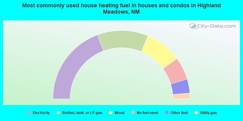 Most commonly used house heating fuel in houses and condos in Highland Meadows, NM