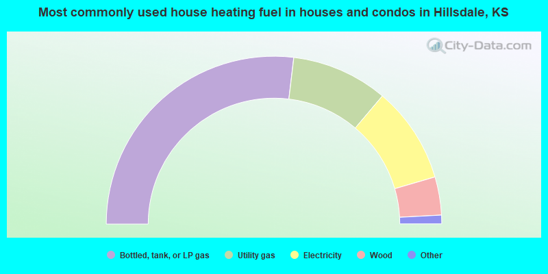 Most commonly used house heating fuel in houses and condos in Hillsdale, KS