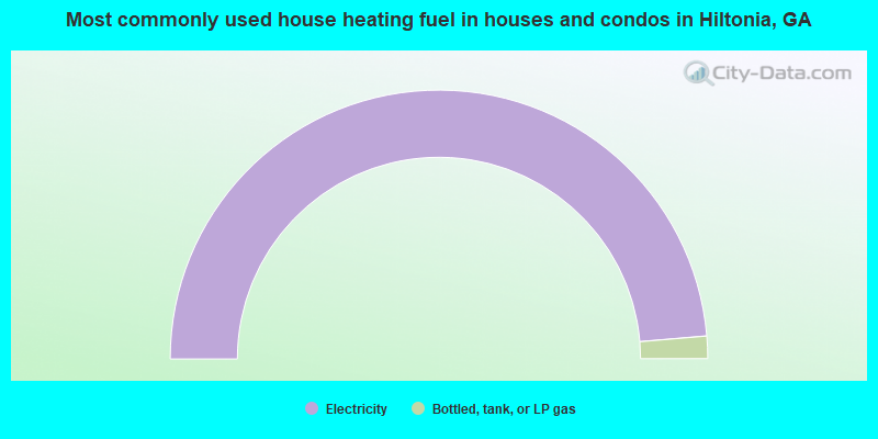 Most commonly used house heating fuel in houses and condos in Hiltonia, GA