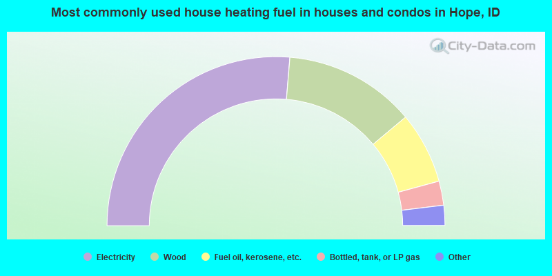 Most commonly used house heating fuel in houses and condos in Hope, ID