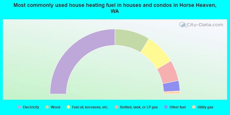 Most commonly used house heating fuel in houses and condos in Horse Heaven, WA