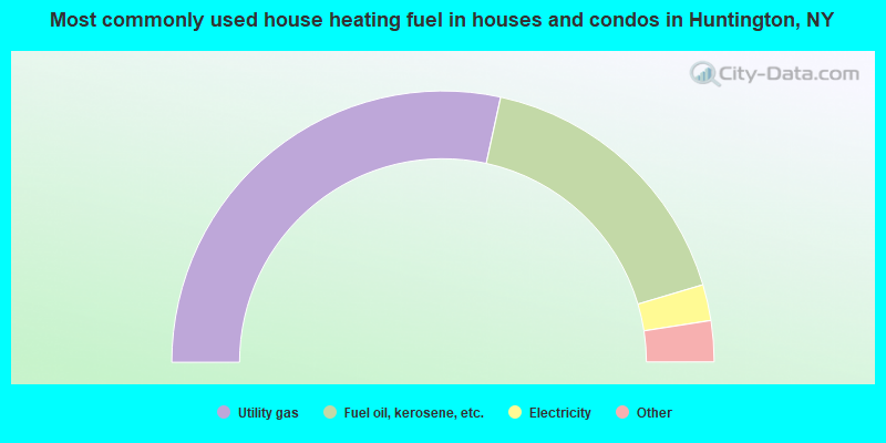 Most commonly used house heating fuel in houses and condos in Huntington, NY