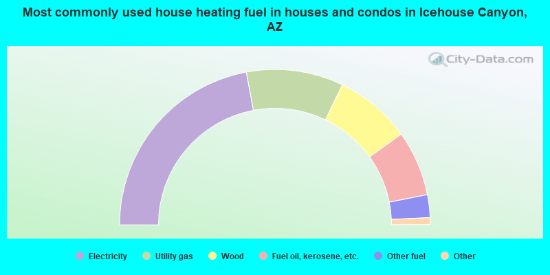 Most commonly used house heating fuel in houses and condos in Icehouse Canyon, AZ