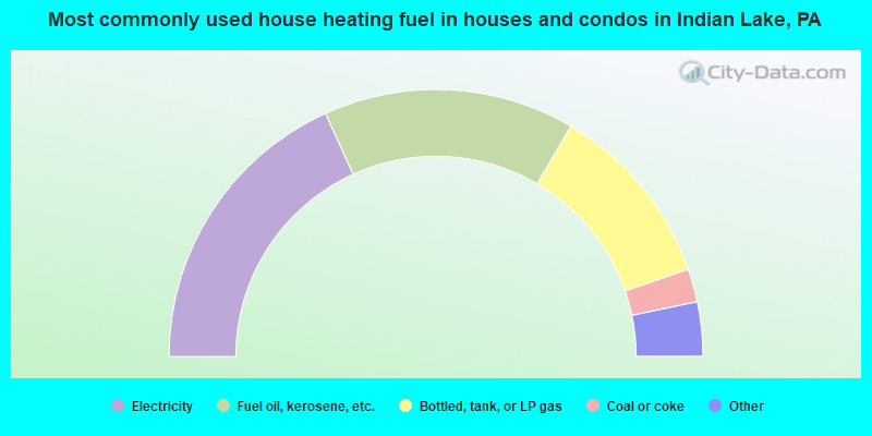 Most commonly used house heating fuel in houses and condos in Indian Lake, PA