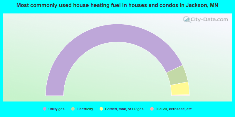 Most commonly used house heating fuel in houses and condos in Jackson, MN