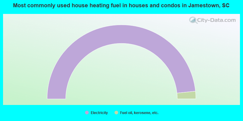 Most commonly used house heating fuel in houses and condos in Jamestown, SC