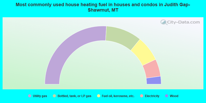 Most commonly used house heating fuel in houses and condos in Judith Gap-Shawmut, MT