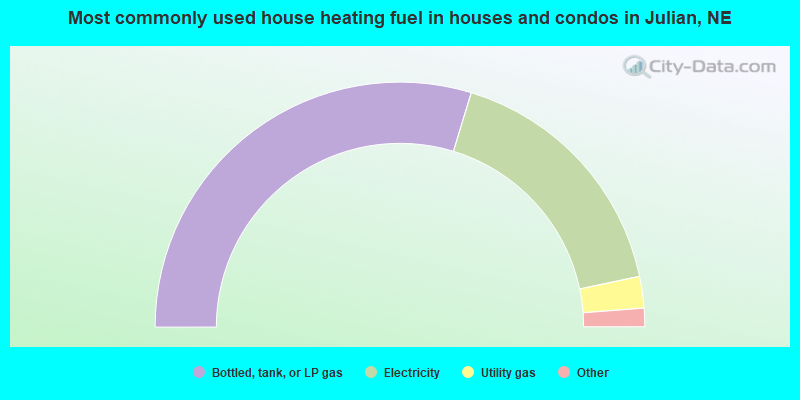 Most commonly used house heating fuel in houses and condos in Julian, NE