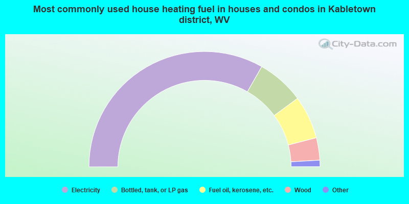 Most commonly used house heating fuel in houses and condos in Kabletown district, WV