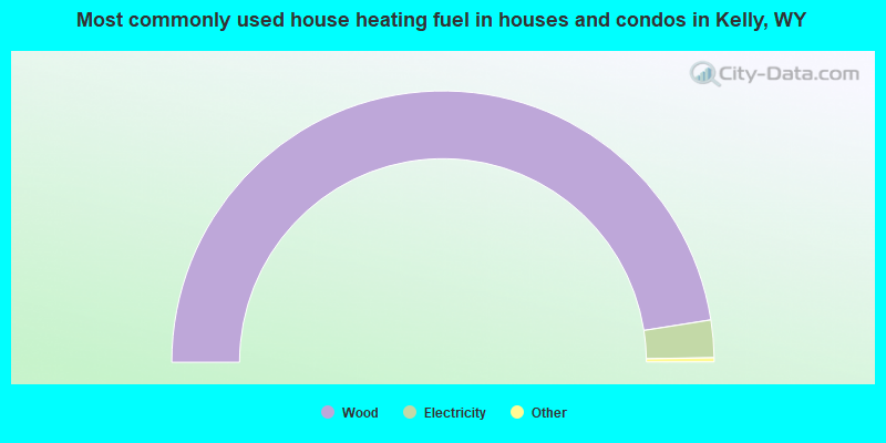 Most commonly used house heating fuel in houses and condos in Kelly, WY