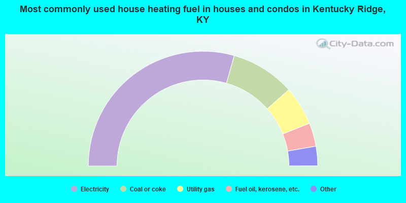 Most commonly used house heating fuel in houses and condos in Kentucky Ridge, KY