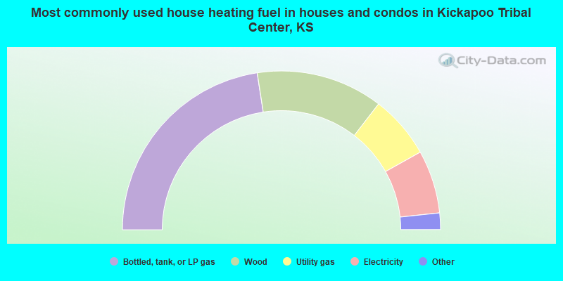Most commonly used house heating fuel in houses and condos in Kickapoo Tribal Center, KS