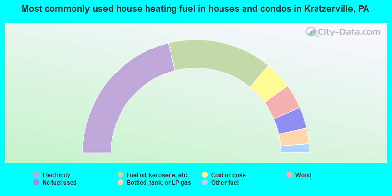 Most commonly used house heating fuel in houses and condos in Kratzerville, PA