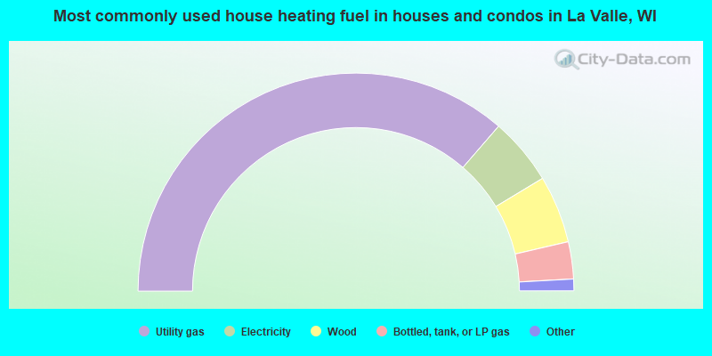 Most commonly used house heating fuel in houses and condos in La Valle, WI