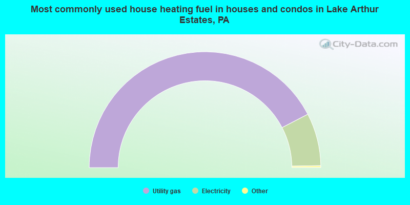 Most commonly used house heating fuel in houses and condos in Lake Arthur Estates, PA