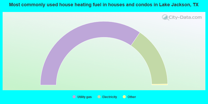 Most commonly used house heating fuel in houses and condos in Lake Jackson, TX