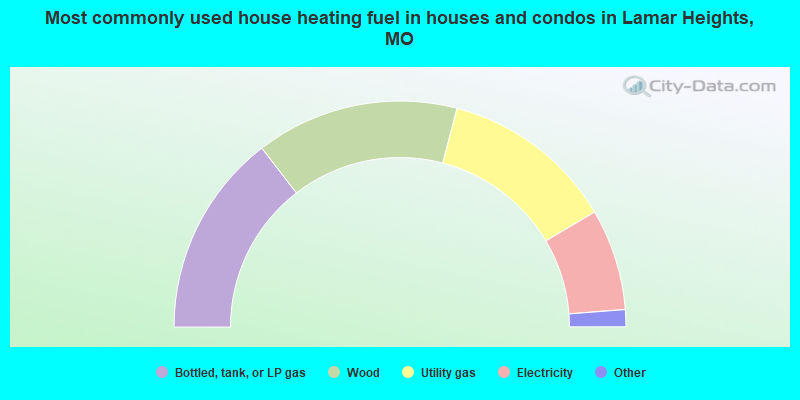 Most commonly used house heating fuel in houses and condos in Lamar Heights, MO