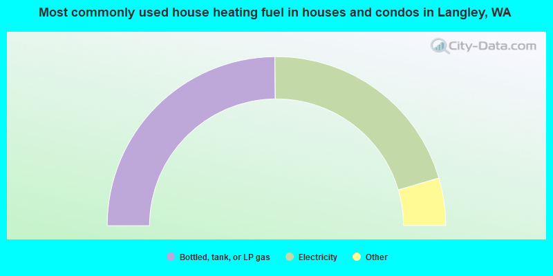 Most commonly used house heating fuel in houses and condos in Langley, WA