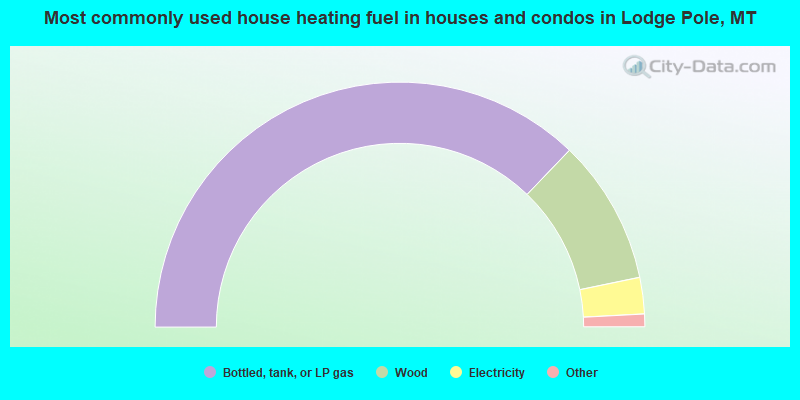 Most commonly used house heating fuel in houses and condos in Lodge Pole, MT