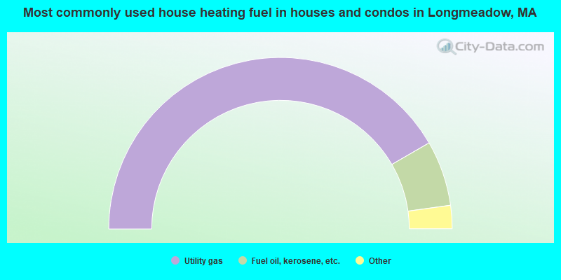 Most commonly used house heating fuel in houses and condos in Longmeadow, MA