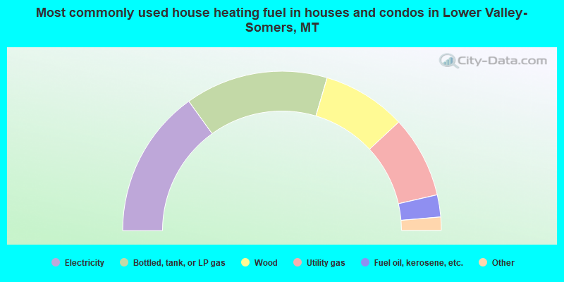 Most commonly used house heating fuel in houses and condos in Lower Valley-Somers, MT