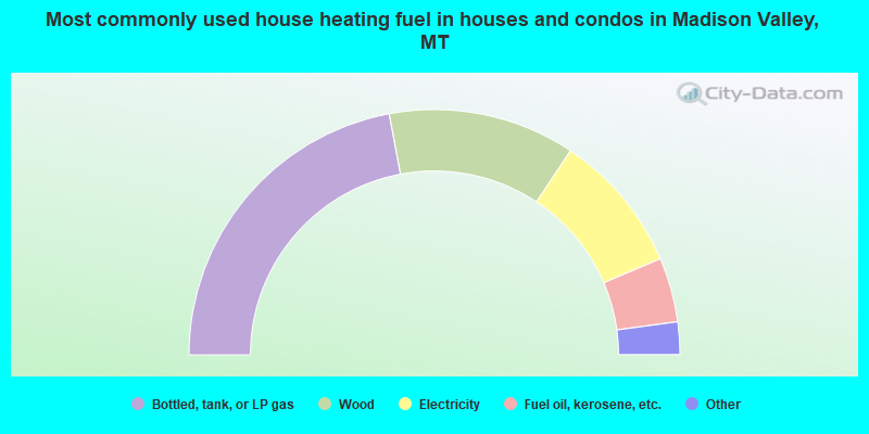 Most commonly used house heating fuel in houses and condos in Madison Valley, MT