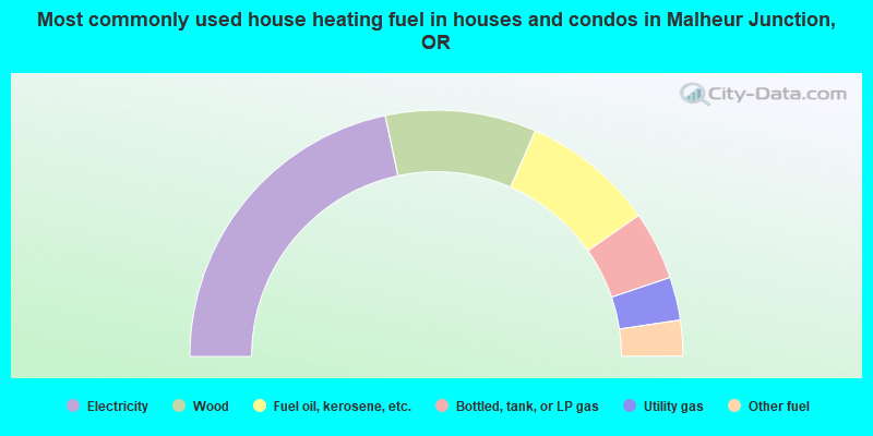 Most commonly used house heating fuel in houses and condos in Malheur Junction, OR