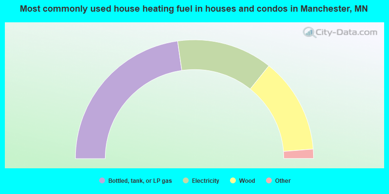 Most commonly used house heating fuel in houses and condos in Manchester, MN