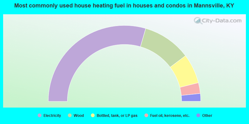 Most commonly used house heating fuel in houses and condos in Mannsville, KY