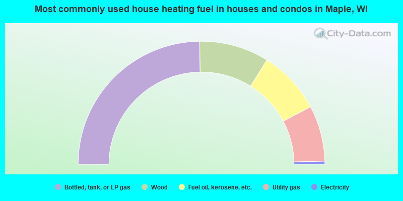 Most commonly used house heating fuel in houses and condos in Maple, WI